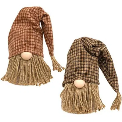Homegifo *jute Country Plaid Gnome 2 Asstd. In Multi