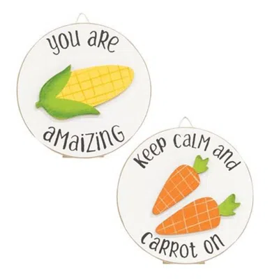 Homegifo *keep Calm And Carrot On Mini Round Easel Sign 2 Asstd. In Multi