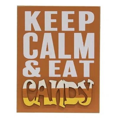 Homegifo Keep Calm & Eat Candy Block Sign In Orange