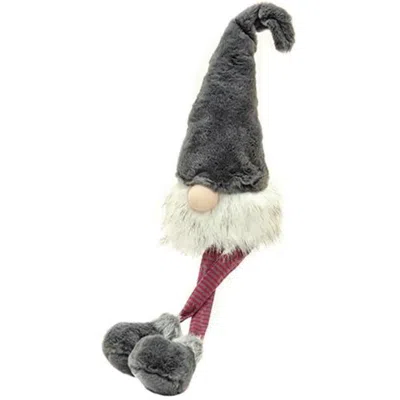 Homegifo *large Dangle Leg Plush Fuzzy Gray Santa Gnome In Black