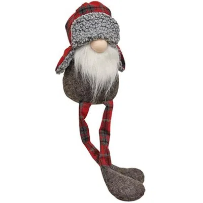 Homegifo Large Dangle Leg Winter Plaid Gnome In Black