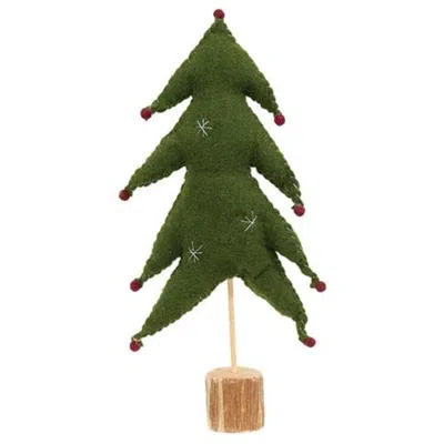 Homegifo *large Felted Christmas Tree With Red Ball In Green