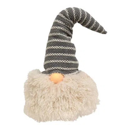 Homegifo *large Gray Hat Santa Gnome W/led Light Nose In Multi