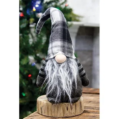 Homegifo *large Plush Black/white Plaid Santa Gnome In Gray