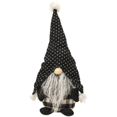Homegifo Large Standing Gray Beard Gnome With Spotted Hat In Black