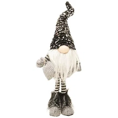 Homegifo Large Standing Santa Gnome With Black & Silver Hat In Multi