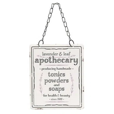 Homegifo *lavender & Leaf Apothecary Hanging Metal Sign In White