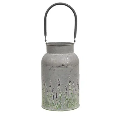 Homegifo Lavender Embossed Milk Can In Gray
