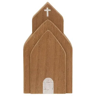 Homegifo Layered Antiqued Wooden Church Sitter In Neutral