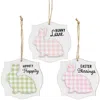 Homegifo *layered Buffalo Check Easter Bunny Blessings Ornament 3 Asstd.