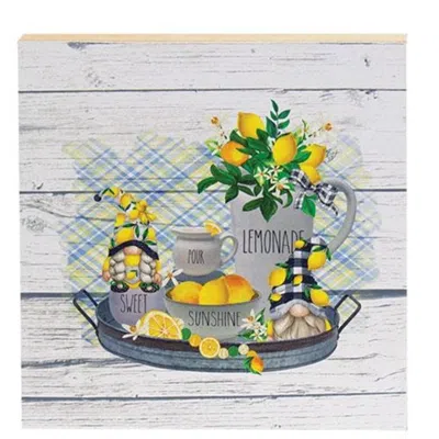 Homegifo *lemon Gnomes On Tray Square Block In Multi