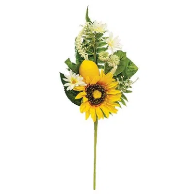 Homegifo Lemon Sunflower & Daisy Spray 18" In Green