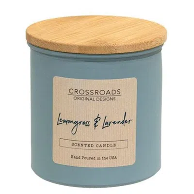 Homegifo Lemongrass & Lavender 14oz Jar Candle W/wood Lid In Blue