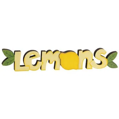 Homegifo Lemons Wooden Word Cutout Sitter In Yellow