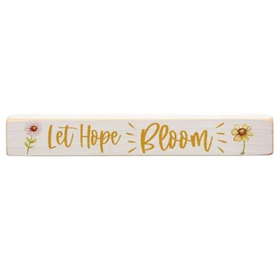 Homegifo Let Hope Bloom Painted Wood Block 12" In Neutral