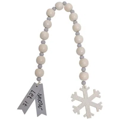 Homegifo Let It Snow & Snowflake Beaded Ornament In Neutral