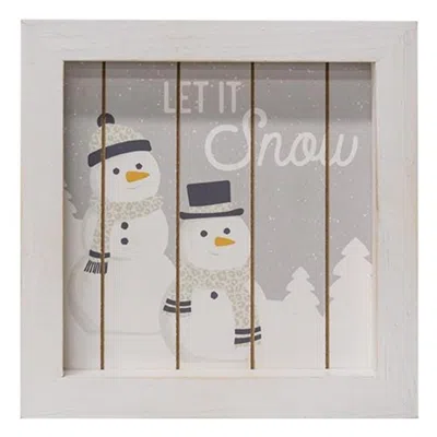 Homegifo *let It Snow Framed Shiplap Snowman Sign In Neutral