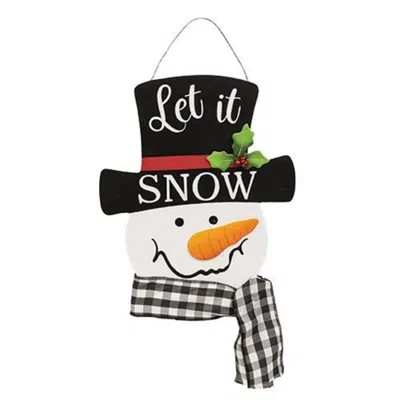 Homegifo *let It Snow Snowman Wood Hanger In Burgundy