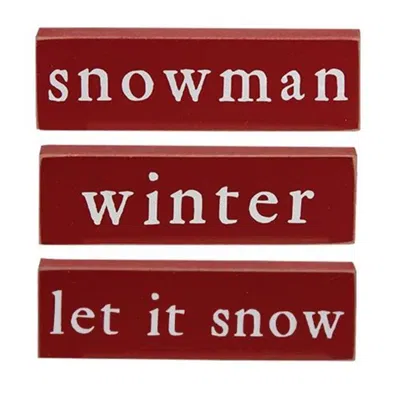 Homegifo Let It Snow Winter Or Snowman Thin Mini Block 3 Asstd. In Red