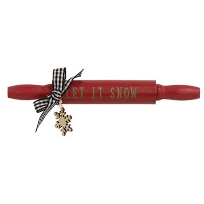 Homegifo *let It Snow Wooden Rolling Pin In Red
