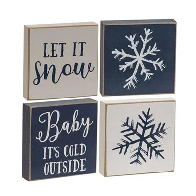 HOMEGIFO LET IT SNOW/SNOWFLAKE SQUARE BLOCK 4 ASSTD.