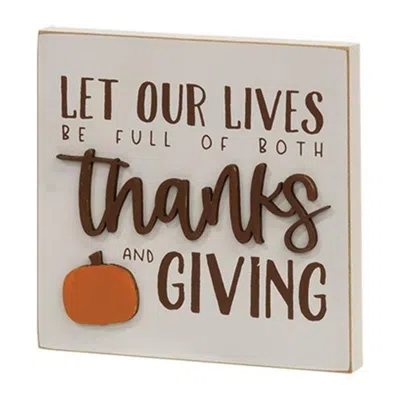 Homegifo Let Our Lives Be Full Of Thanks Square Block Sign In White