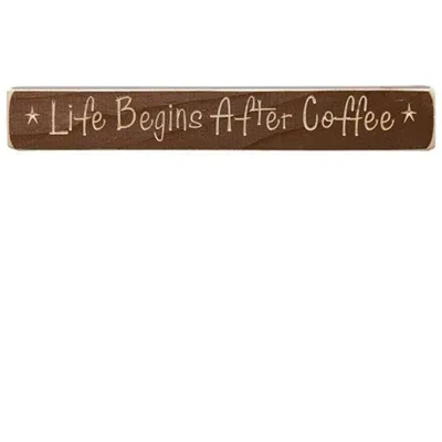 Homegifo Life Begins After Coffee Engraved Block 12" In Blue