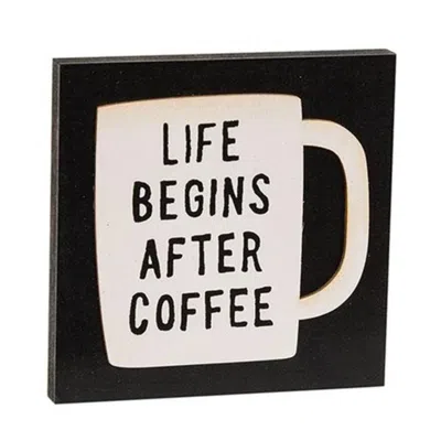 Homegifo *life Begins After Coffee Square Block In Black