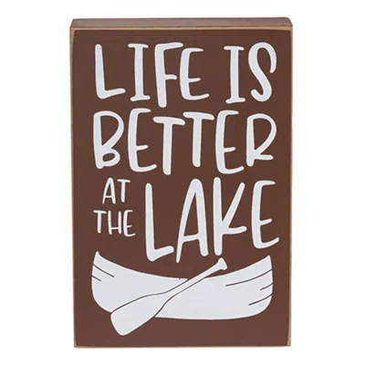 Homegifo Life Is Better At The Lake Boat Box Sign In Brown