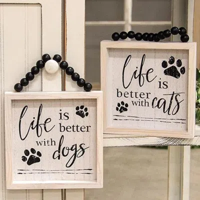 Homegifo Life Is Better With Pets Beaded Sign 2 Asstd. In Neutral