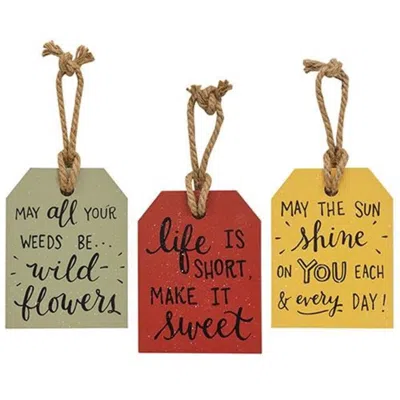 Homegifo *life Is Short Wooden Tag 3 Asstd. In Multi
