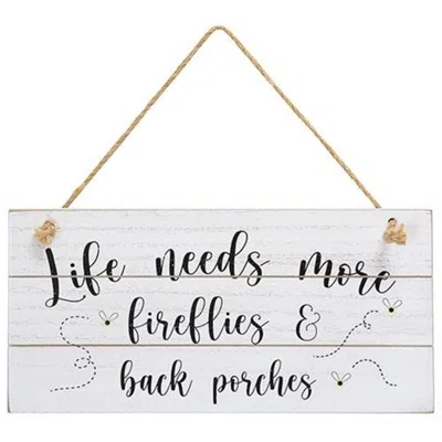 Homegifo Life Needs More Fireflies Distressed Slat Sign In White