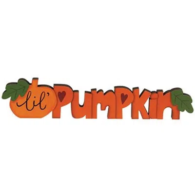 Homegifo Lil Pumpkin Wooden Cutout Word Sitter In Orange