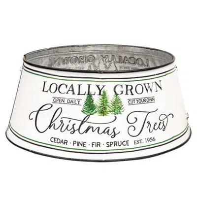 Homegifo *locally Grown Christmas Trees Metal Tree Collar In White