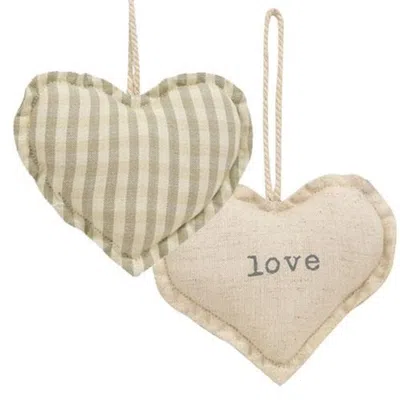 Homegifo Love & Stripe Fabric Heart Ornament 2 Asstd. In Neutral