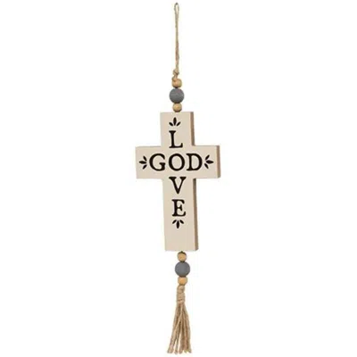 Homegifo Love God Beaded Cross Ornament In Neutral