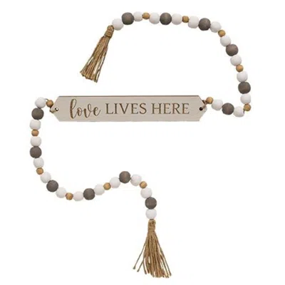 Homegifo *love Lives Here Beaded Banner In Neutral