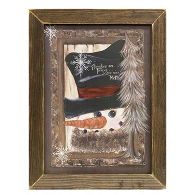 Homegifo Love Never Melts Snowman Framed Print In Brown