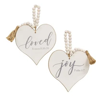 Homegifo *loved Beaded Heart Candle Ring 2 Asstd. In White