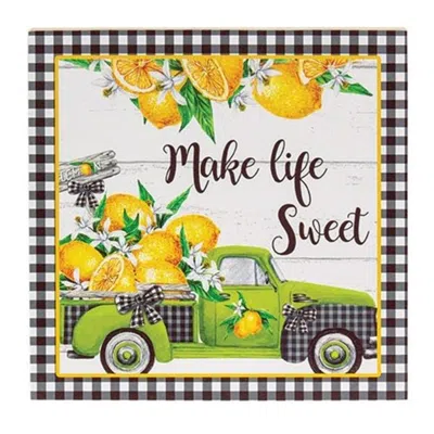 Homegifo *make Life Sweet Lemon Truck Square Block In Multi