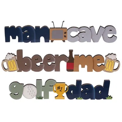 Homegifo Man Cave Wooden Word Sitter 3 Asstd. In Multi