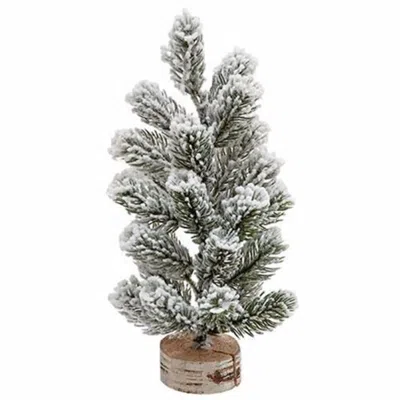 Homegifo Med Flocked Tree With Stump In White