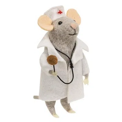 Homegifo *medical Mouse Felted Ornament In White