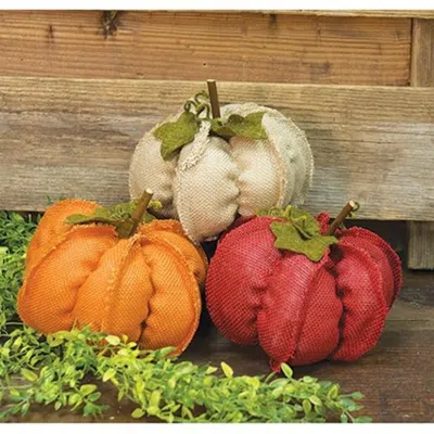 Homegifo Medium Burlap Pumpkin 3 Asstd. In Multi