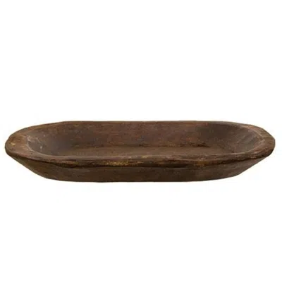 Homegifo Medium Carved Wood Tray In Brown