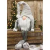 Homegifo *medium Dangle Leg Plush Fuzzy Gray Santa Gnome