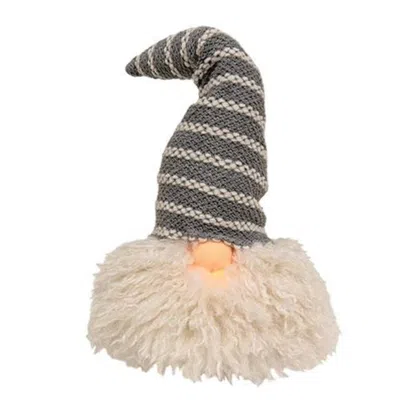 Homegifo *medium Gray Hat Santa Gnome W/led Light Nose