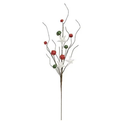 Homegifo Medium Red/green/white Jingle Bell & Star Pick 20.75"