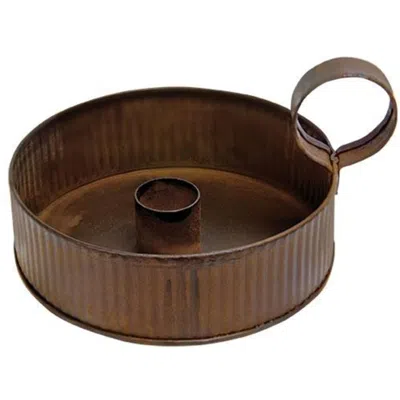 Homegifo Medium Ribbed Taper Holder Rusty In Brown