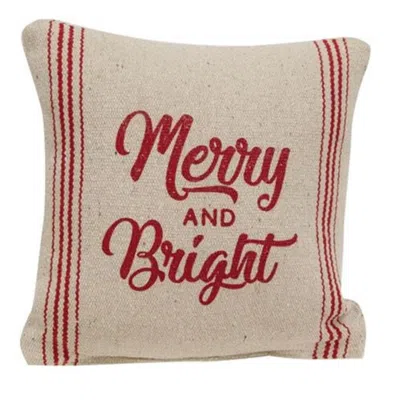 Homegifo Merry & Bright Red Striped Pillow In Neutral